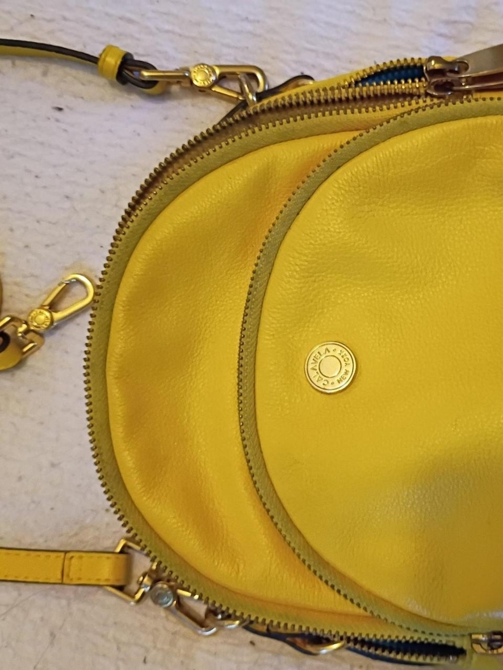 Sunrise Yellow Leather Crossbody Bag by Cela Vela